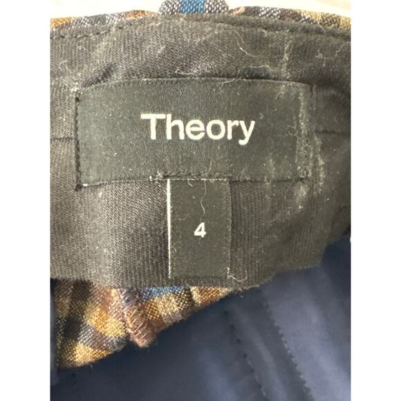 THEORY Women’s Testra Wool-Blend Pant Brown Blue Size 4 - Picture 5 of 12